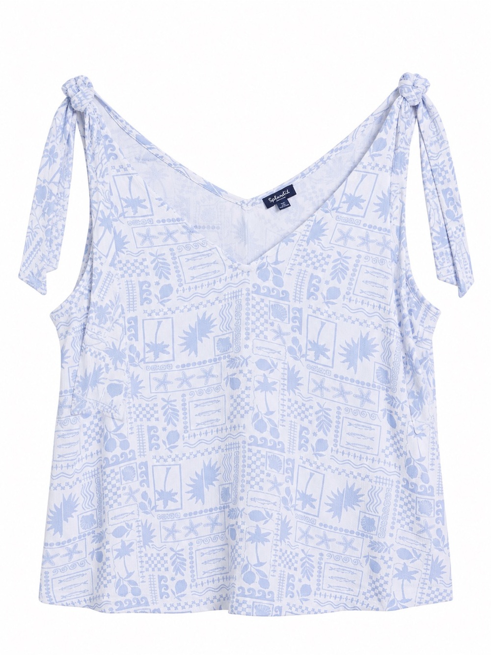 NWT Splendid Pale Blue Printed Tie-Shoulder V-Neck Camisole